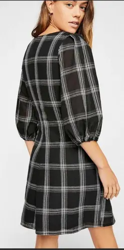 Free People Miss Molly Black White Plaid Mini Dress $128 EUC 0