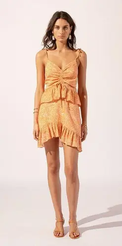 Suboo Sienna Printed Flounce Mini Dress Orange Womens Size XS