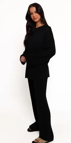 Petal and Pup Women’s Black Knit Wide Leg Pants – High Waist Stretch Lounge Trousers