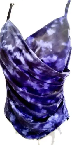 Aqua Green NWT Women's XL Blue One-Piece Swim Suit. Twist Front & Tummy Control