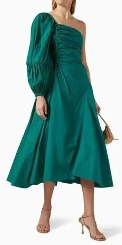 Ulla Johnson NWOT Fiorella One Shoulder Cotton Poplin Turquoise Midi sz 6