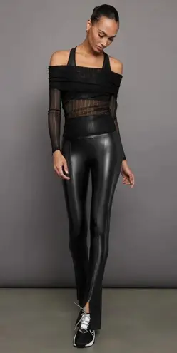 Norma Kamali Spat Leggings in Black Small New Womens Vegan Faux Leather