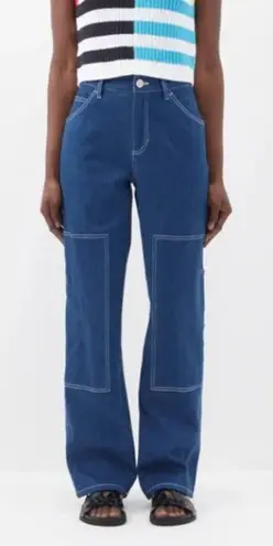 STAUD High Rise Wide Leg Cargo Jeans Painter Pant Size 6 Blue
