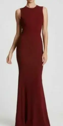 Dress the Population Sleeveless Fluted Midi Dress with Lace back in Burgundy M