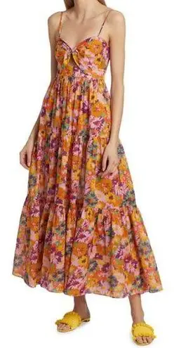 Zimmermann Violet Cut-Out Tiered Cotton Sweetheart Nek Midi-Dress Size 3 / 10 US