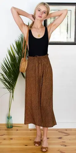 NWT Emerson Fry India Collection Drawstring Midi in Cheetah Spots Skirt XS Brown