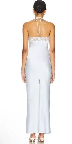 Majorelle NEW NWT Libbie Halter Lace Trim Maxi Gown In Light Blue