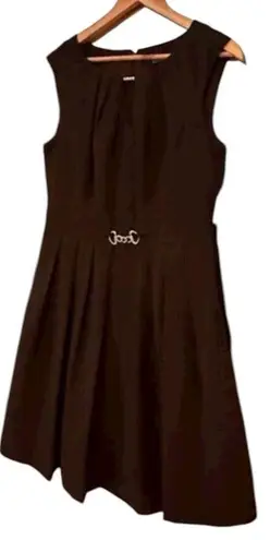 Ellen Tracy Brown Fit & Flare Dress 10 Pleated Belted Career Workwear