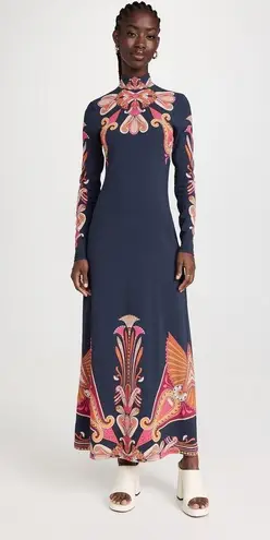 LA DOUBLEJ Navy Paisley Gold Pendant High Neck A