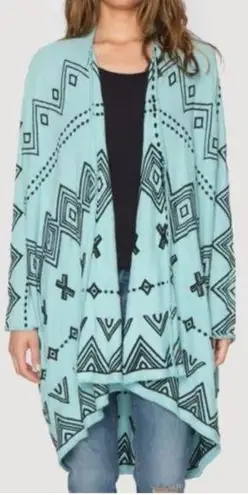 Johnny Was Biya Genoa Embroidered Cocoon Open Front Cardigan Sweater Wrap Jacket