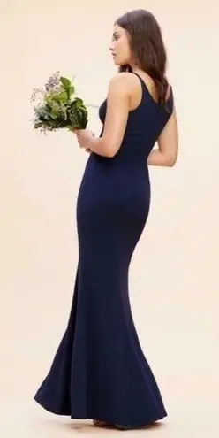 Dress the Population NEW  'IRIS' NAVY HIGH SLIT V-NECK CREPE GOWN DRESS - size S