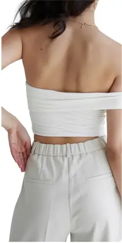 RE ONA Athena Off the Shoulder Crop Top Size XL White