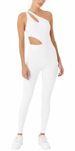 New Gigi C Cassie One Shoulder Cutout Jumpsuit Catsuit White S