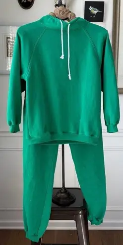 Vintage 80s 90s Boundary Waters Green Sweatsuit Track Suit Sweatshirt Sweatpants Size M