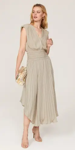 Ramy Brook Brown Crepe Hourglass V-Neck Smocked Waist Preslie Dress Size XL