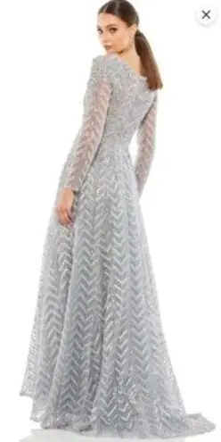 Mac Duggal 20189 Embellished Illusion Long Sleeve Wrap Over Gown Size 14