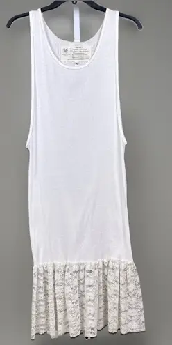 Farmhouse Frocks Tank Dress Size XL Wns White Lace Ruffle Hem Ribbed Scoop