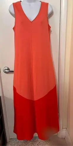 Natori  Women's V Neck Sleeveless Colorblock Maxi Dress Peach Orange Size Small