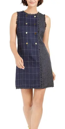 Julia Jordan JULIA JORDON Navy Tweed Grid Pattern Shift Dress NWT 14