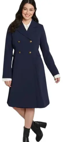 Modcloth NWT  Along for the Ride‎ Navy Blue Crepe Coat Size MEDIUM - Image 1