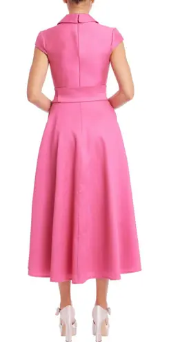 Badgley Mischka Cap Sleeve Fit and Flare Watermelon Pink Midi Dress Size 8