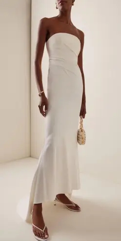 NWT Significant Other Lucile Strapless Satin Gown with Train Bone Sz 8 $295 White