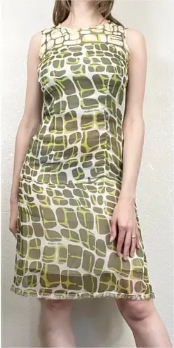 Moschino Jeans Donna Green 100% Silk Midi Dress