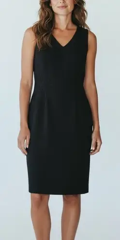 Elie Tahari Black Sheath Dress Size 14 Lace Sides Snakeskin Back