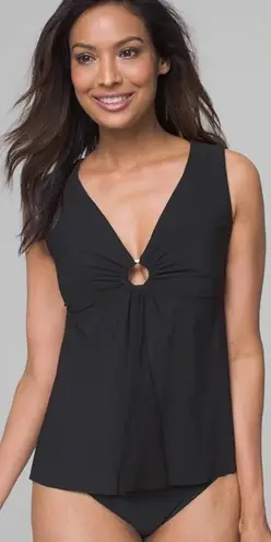 Amoressa Mombasa Jomo Swing Tankini Swim Top Keyhole Mesh Black Size US 6
