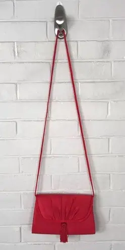 La Regale Vintage Red Satin Crossbody Tassel Bag