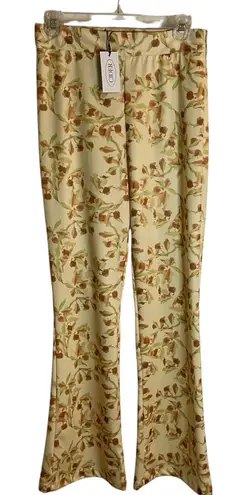 Cider Yellow Pants with Green & Brown Floral Print Size Medium