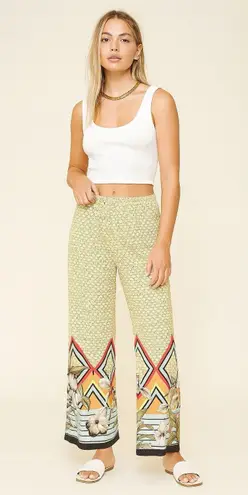 Melissa Paige Palazzo Pants Size S Boho Geometric Floral Tropical Print Stretch