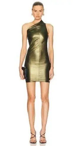 RICK OWENS leather blend Athena Mini Dress In Metallic Acid IT 40 / US 4 nwt Green Size undefined