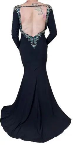 Mori Lee Black Beaded Mermaid Gown Size 0