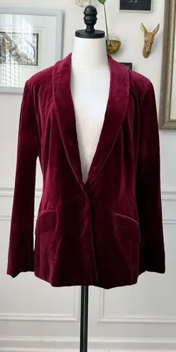 INC International Concepts Ruby Red Velvet Single Button Blazer L Size L