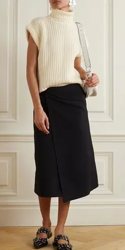 STAUD Bette merino wool rib-knit cap sleeve turtleneck sweater size S small NEW