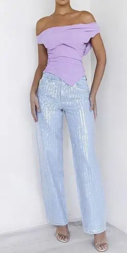 Mistress Rocks Stonewash Baggy Sequin Jeans Size Large + NEW WOMENS Denim