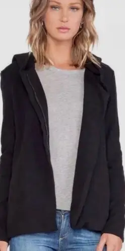 James Perse Black Hooded Asymmetrical Zip Jacket Soft Cotton Blend~Small 💛