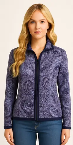 Pendleton Merino Wool Paisley Jacket Cardigan Purple Petite P F261