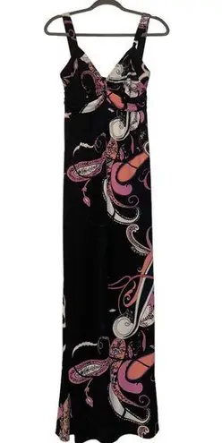 T Tahari Floral Printed Motif Paisley Baroque Color-block Maxi Dress Size XS