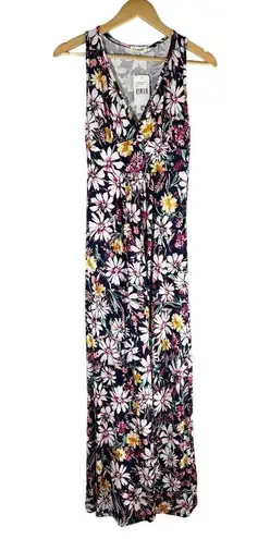 Loveappella  Floral Print Empire Waist Jersey Stretch Maxi Dress Size Small