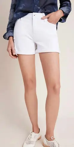 Anthropologie NWT $88  Pilcro White High-Rise Slim Boyfriend Denim Shorts 25