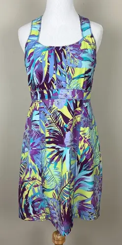 Title Nine Trouble Nimblene Dress 4 Multicolor Tropical Built In Bra Zip A-Line