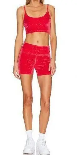 Beach Riot NWT Glitter Bike Short in Fiery Red Velvet Size XS