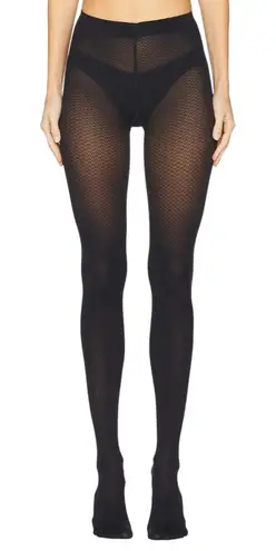 Wolford Jacquard Tights in Deep Night & Black Small New Womens Nylons Pantyhose