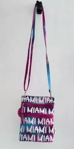 Robin Ruth Miami Pink Blue Canvas Graffiti Crossbody Bag