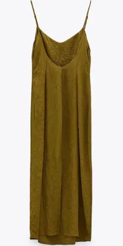 ZARA Wrinkle Look Olive Maxi Dress Backless with Slit