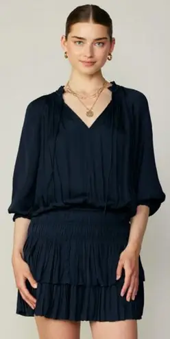 Current Air | Dark Navy Aurelie Pleated Mini Dress MSRP$148