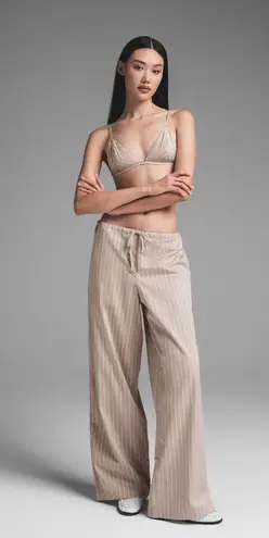 SKIMS Cotton Poplin Straight Leg Pant in Stone Stripe, Size Medium