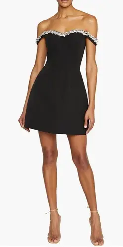 Monique Lhuillier Blaire Embellished Off the Shoulder Minidress, Black 4 NWT - Image 1